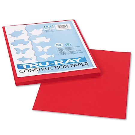 Pacon Tru-Ray Construction Paper, 76 lb Text Weight, 9 x 12, Holiday Red, PK50 102993